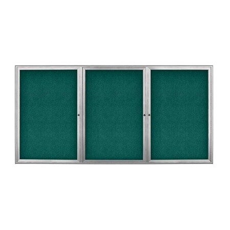 United Visual Products Sliding Door Indoor Enclosed Corkboard, 9 UV9030ACS-GOLD-SURF
